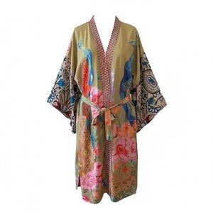 Aratta Vibrant Peacock Print Robe